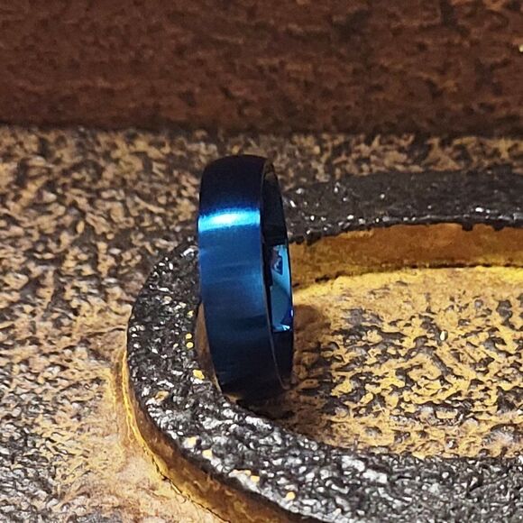 Women's Matte Blue Promise Ring Band - Matte Blue Promise Ring For Girls - Picture 7 of 7